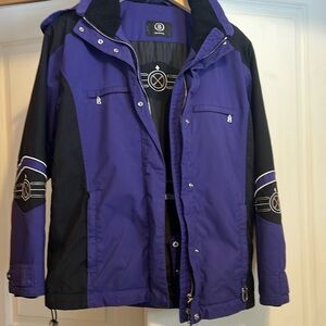 Bogner Purple and Black Ski Jacket with Hood and Elastic Cuffs